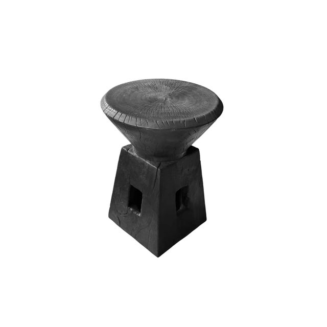 Sculptural Side Table, Mango Wood, Modern Organic, Burnt Finish For Sale - Image 4 of 6