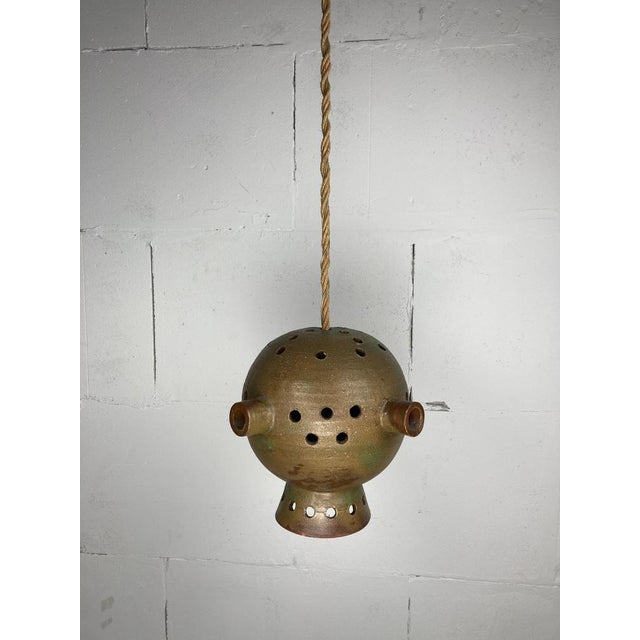 Mid-Century Modern Brutalist Space Age Ceramic Pendant attributed to Mobach, Netherlands, 1960s For Sale - Image 3 of 18