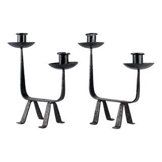 Wrought Iron Candlesticks, 1950s, Set of 2 For Sale