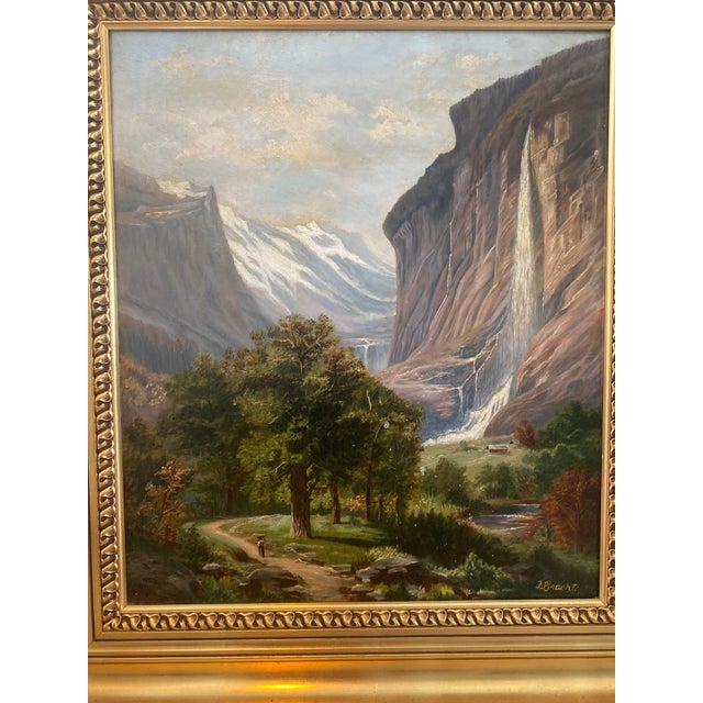 Large 19th Century Mountain Landscape Painting Signed Bracht For Sale - Image 13 of 15