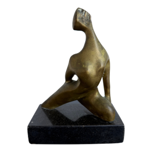 Mid-Century Brazilian Modern Bronze Female Sculpture on Granite Base, 1960s