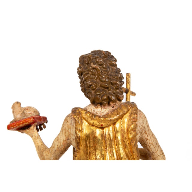 German or Austrian Polychromed Statue Sculpture of Saint John the Baptist For Sale - Image 15 of 18
