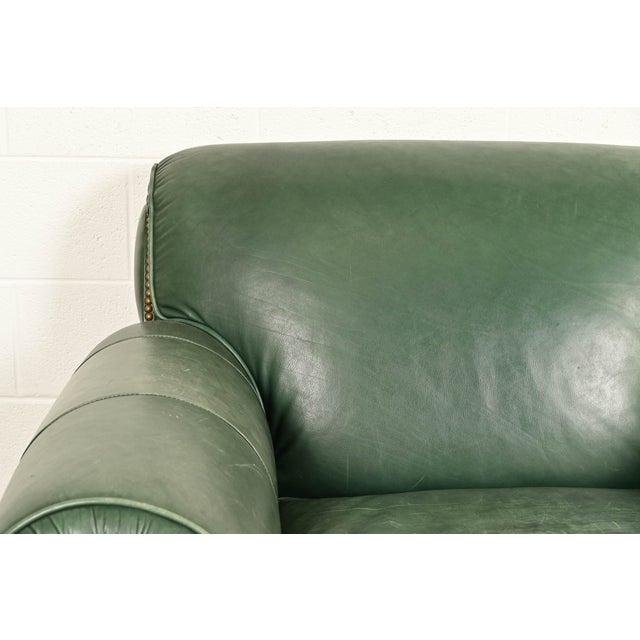 Century Furniture Art Deco Studded Leather Lounge Chair With Ottoman For Sale - Image 9 of 12