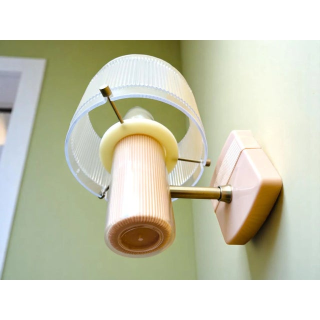 Mid-Century Modern Mid-Century Modern Portuguese Pink Acrylic Wall Sconce For Sale - Image 3 of 13