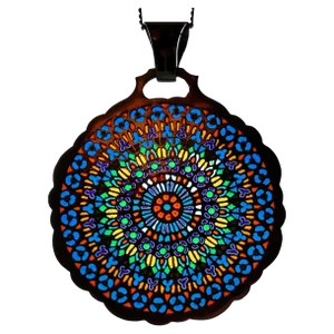 18 Karat Yellow Gold and Enamel Notre Dame Paris Rose Window Plique a Jour Pendant Medal, 1980s