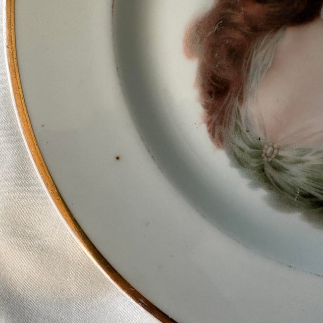 Gold Antique Cabinet Plates Featuring Victorian Women Portraiture For Sale - Image 8 of 9