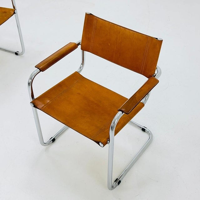 Marcel Breuer Mid-Century Bauhaus Cognac Armchair by Mart Stam and Marcel Brauer for Fasem, 1980s For Sale - Image 4 of 11