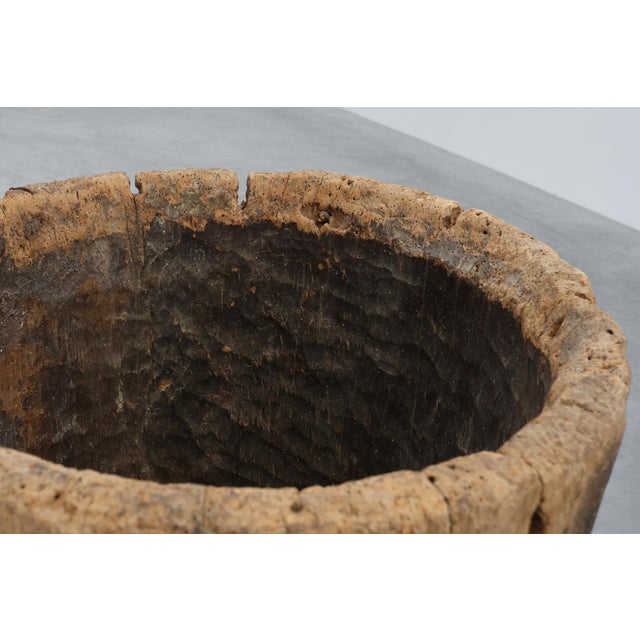 19th Century French Primitive Hollowed Oak Tree Trunk Planter For Sale - Image 9 of 11