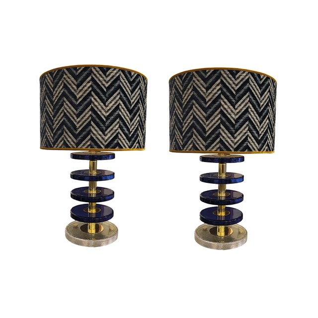 Vintage Murano Glass Disc Lamps, Set of 2 For Sale - Image 4 of 4