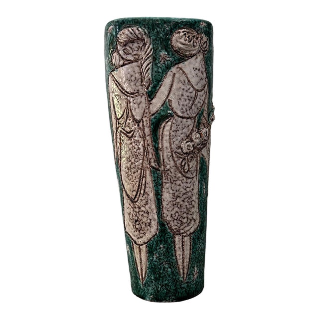 Mid 20th Century Fratelli Fanciullacci Italian Figural Relief Vase For Sale