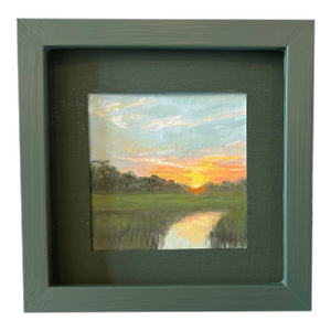 2024 Oil Landscape Sunrise in Contemporary Frame and Mat