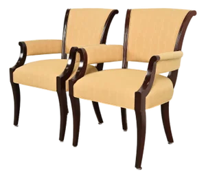 Barbara Barry for Baker Furniture Modern Regency Mahogany Armchairs, Pair