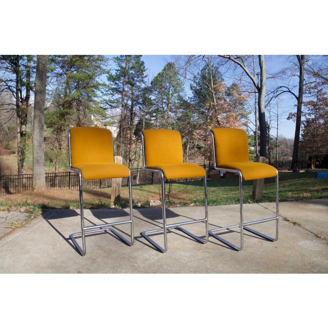 Thonet Vintage Thonet Barstools - Chrome Cantilever Chairs For Sale - Image 4 of 14