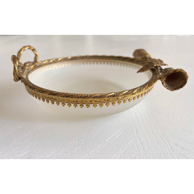 French Antique French Ormolu & Opaline Catchall Bowl, Louis XVI Revival For Sale - Image 3 of 12