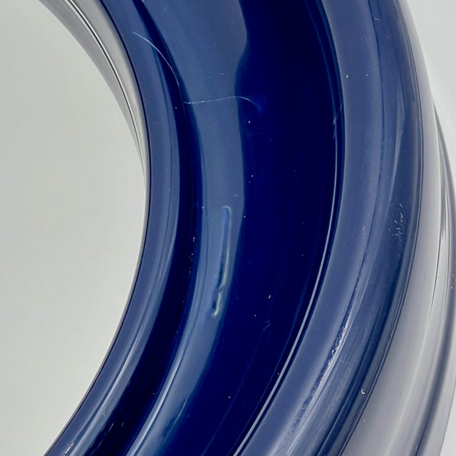 Glass Vintage Blue Plastic Wall Mirror with Round Frame, 1970s For Sale - Image 7 of 11