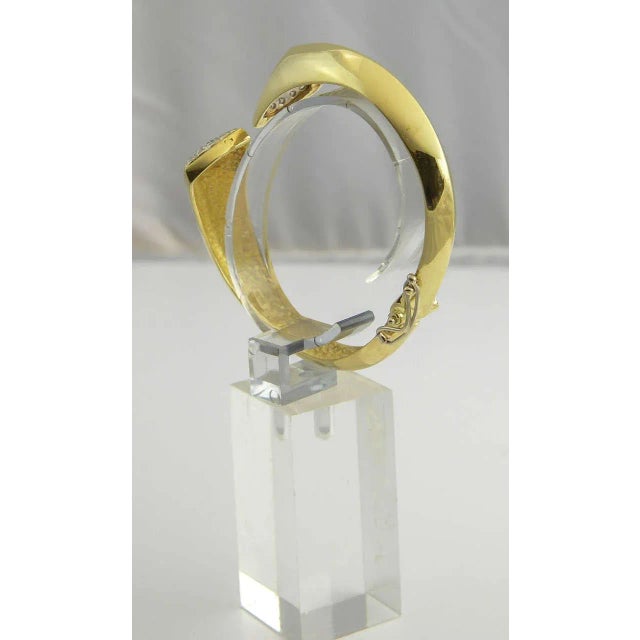 1970s Diamond Gold Bangle Bracelet For Sale - Image 4 of 9