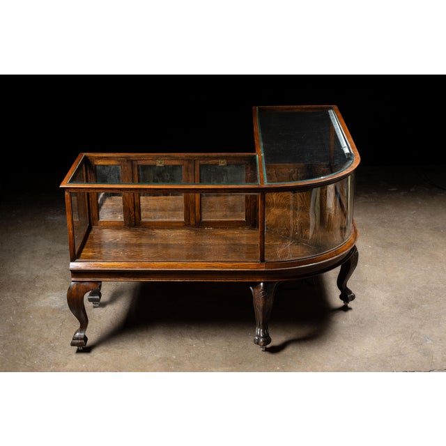 Early 20th Century Curved Glass Lighted Corner Display Case For Sale - Image 11 of 12