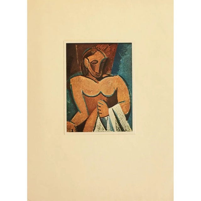 Cerulean 1940s After Pablo Picasso "Nude With a Towel", First Edition Period Swiss Lithograph For Sale - Image 8 of 8