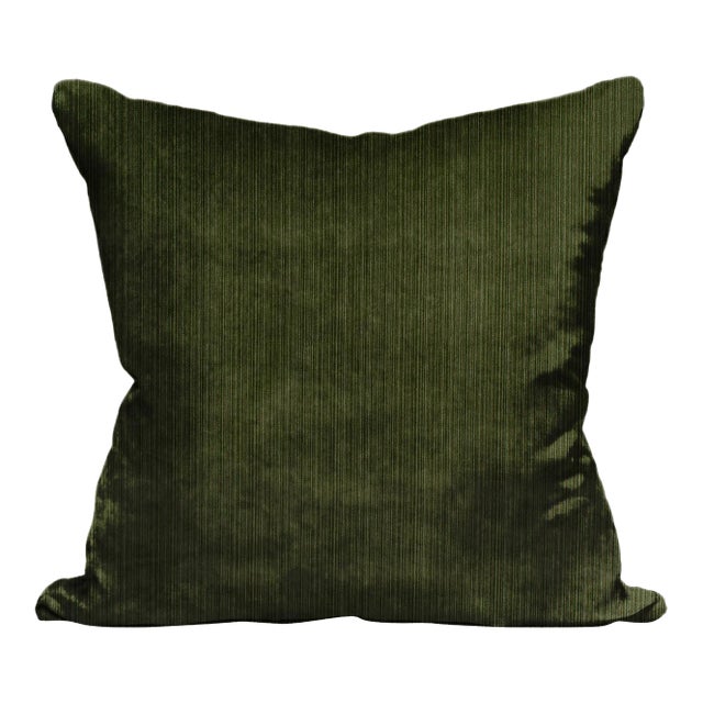 The House of Scalamandré Strie Velvet Pillow, Balsam For Sale