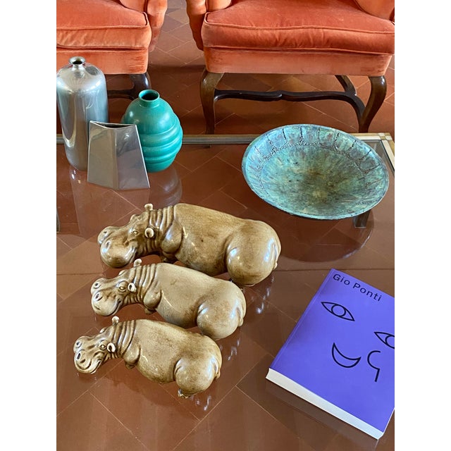Zaccagnini 1950s Mid-Century Set of 3 Ceramic Hippos, Zaccagnini Italy For Sale - Image 4 of 12