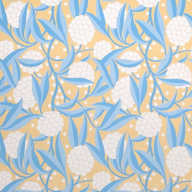 Sample - Schumacher Rubus Wallpaper in Yellow For Sale