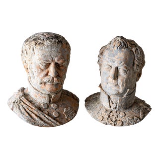 Louis Weiss, Busts of Count Von Gneisenau and Von Blücher, 1858, Terracotta, Set of 2 For Sale