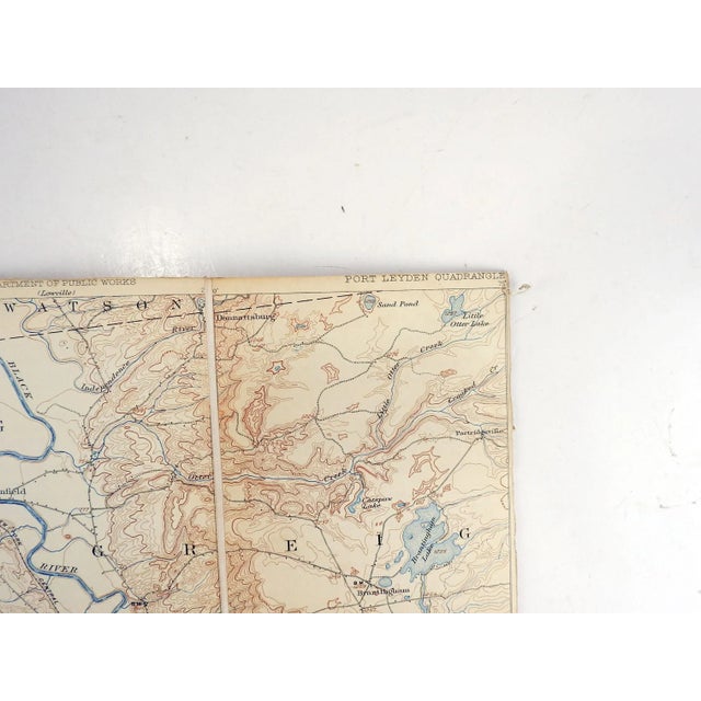 Port Leyden New York quadrant 1906 US Geological Survey topographical folding map on Linen. Meant to be carried while...