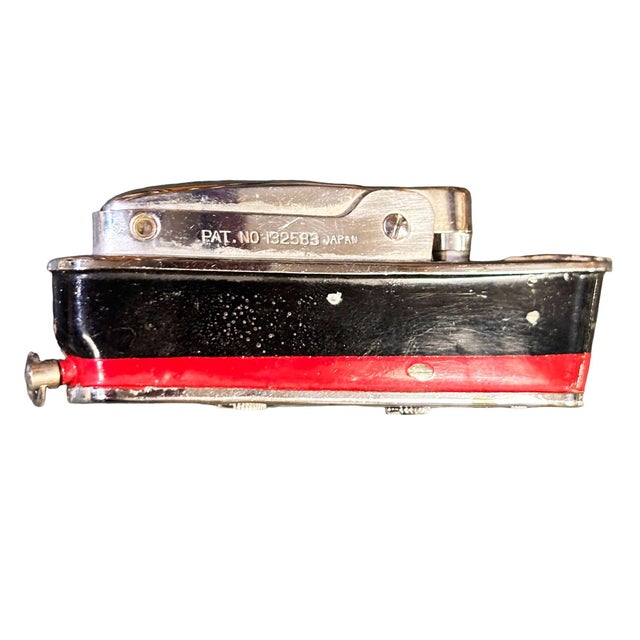 Nautical 1960s MCM Novelty "Cruiser" Black & Red Cruise Ship Enameled Lighter by Sarome Japan For Sale - Image 3 of 8
