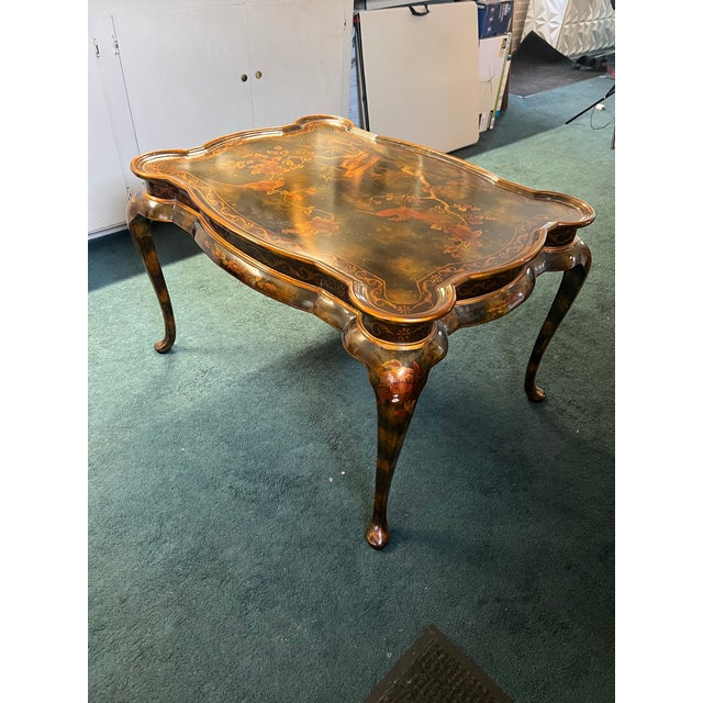 Chinoiserie 1970s Maitland-Smith Hand-Painted Chinoiserie Coffee Table Philippines Signed For Sale - Image 3 of 7