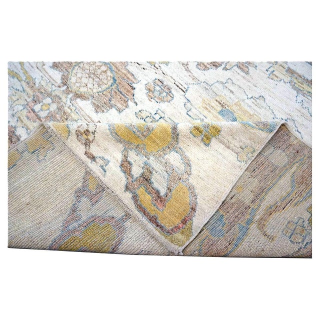 21st Century Turkish Oushak Wool 10x13 Gold, Ivory & Slate Blue Handmade Area Rug #1144129 For Sale - Image 12 of 13
