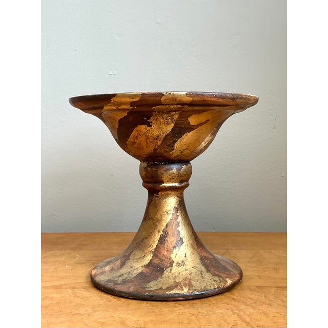 Vintage Gilt Striped Ceramic Pedestal For Sale - Image 4 of 12