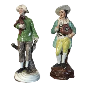 Antique 18th Century George III Staffordshire Pearlware Figures - A Pair