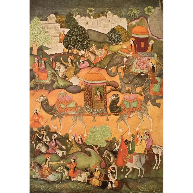 1950 Princess Voyaging in a Palanquin, Gold-Leafed Parisian Offset Lithograph For Sale - Image 13 of 13