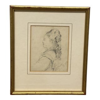 19th Century, American Pencil Drawing of Ann Eugene Dalton Circa 1888. For Sale