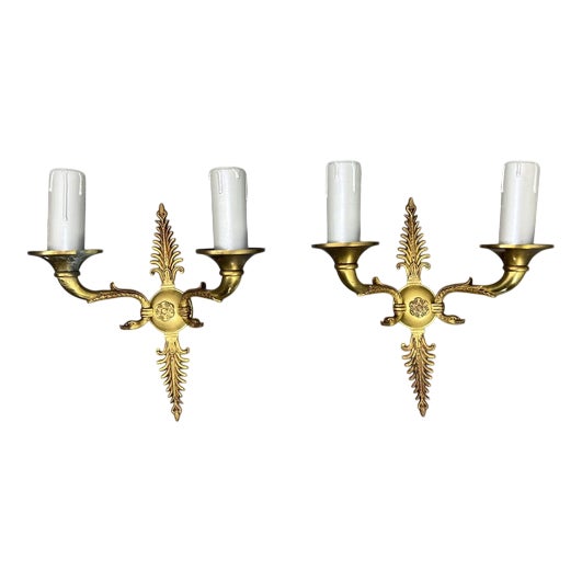 Vintage French Style Ornate Wall Sconces, Set of 2 For Sale