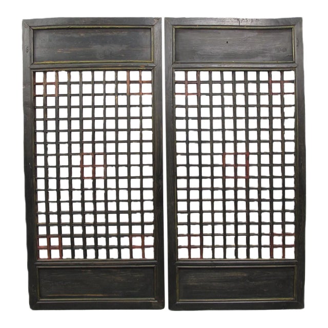 Pair of Vintage Chinese Latticed Screen Panel 4 For Sale
