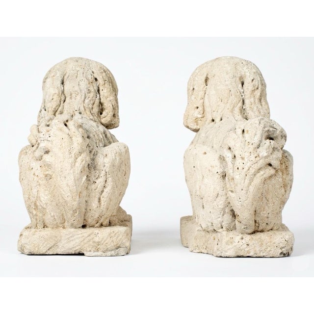 1930s Pair of English Poured Stone King Charles Spaniels (C. 1930s) For Sale - Image 5 of 12