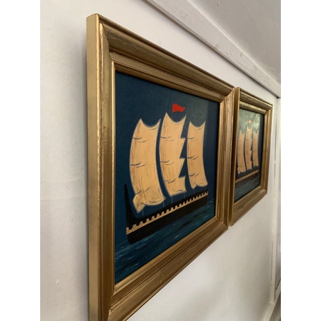2020s Framed Contemporary Impressionist Style Seascape Paintings on Canvas, Pair For Sale - Image 5 of 5
