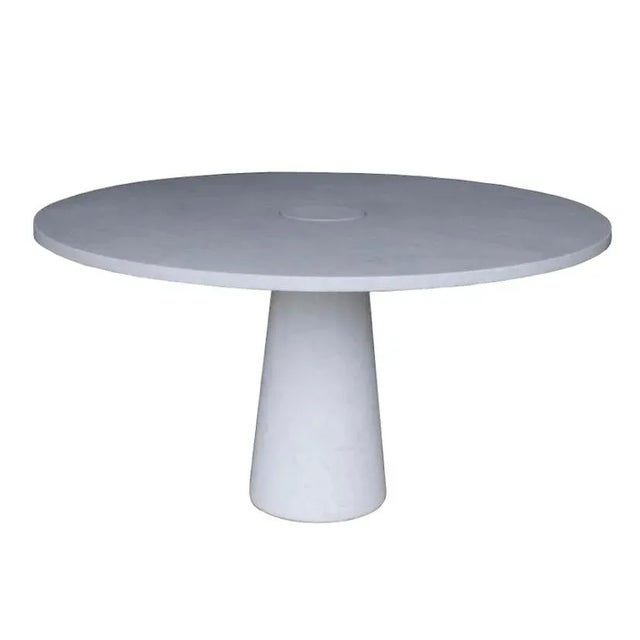 Modern Round Dining Table in White Carrara Marble by Angelo Mangiarotti, 1970s For Sale - Image 3 of 5