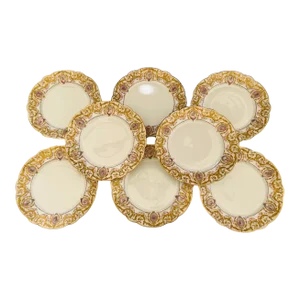 Set of 8, Raphael Weill Hand Enameled "Important Figures" Porcelain Plates 9"