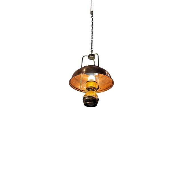 Mid-Century Modern Vintage Copper Light Fixture For Sale - Image 3 of 3