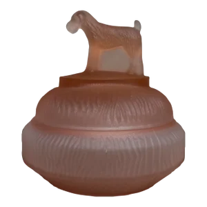 1930s Satin Pink L. E. Smith Powder Jar With Terrier Top