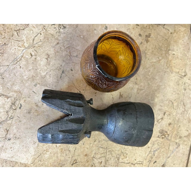 Vintage Wooden Candle Holder With Glass Chimney For Sale In West Palm - Image 6 of 6
