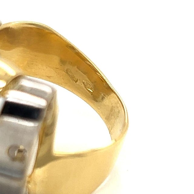 Mid 20th Century Modern 18k Two Tone Gold Open Wide Band Ring - Size 5.5 For Sale - Image 4 of 5