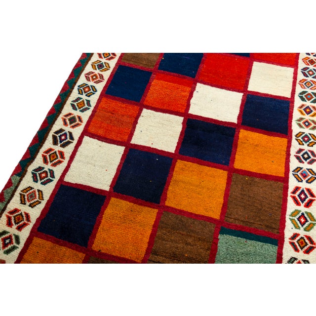 Hand-Knotted Gabbeh Rug in Wool For Sale - Image 5 of 10
