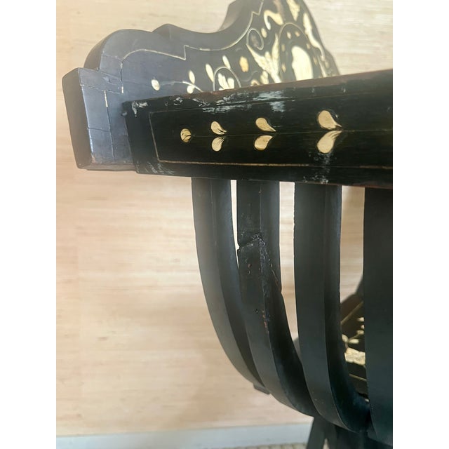 19th-Century Antique Italian Renaissance Revival Inlaid Bone Savonarola Chair For Sale - Image 18 of 18