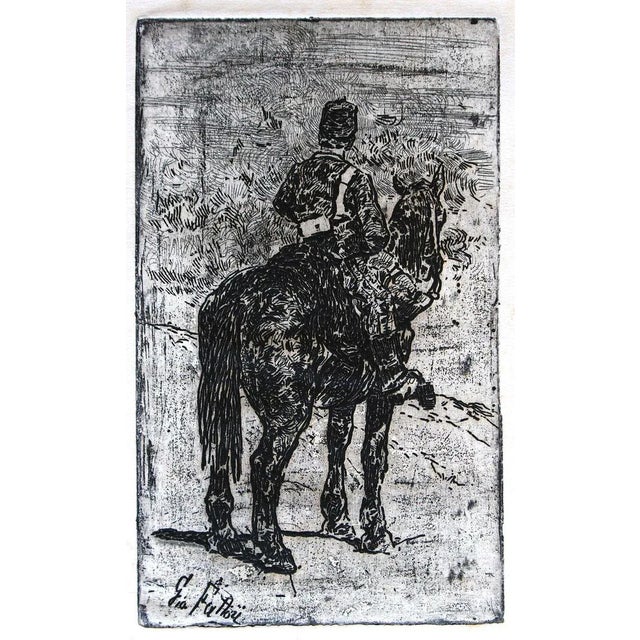 Gunner Riding - Original Etching by Giovanni Fattori - 1900 ca. 1900 ca. For Sale - Image 3 of 6