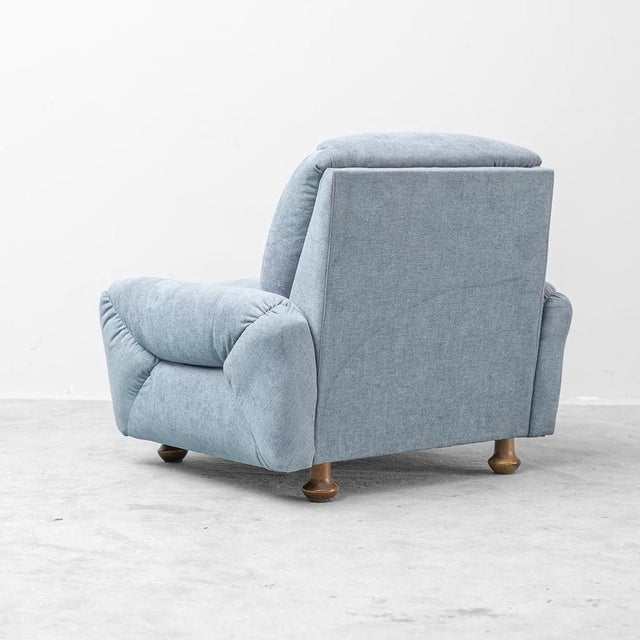 Wood Armchairs in Blue Fabric and Wooden Legs, 1950s, Set of 2 For Sale - Image 7 of 12