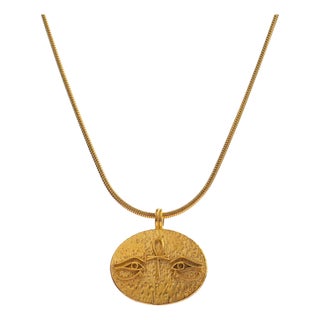 Eternal Vision Ankh Gold Medallion Necklace For Sale