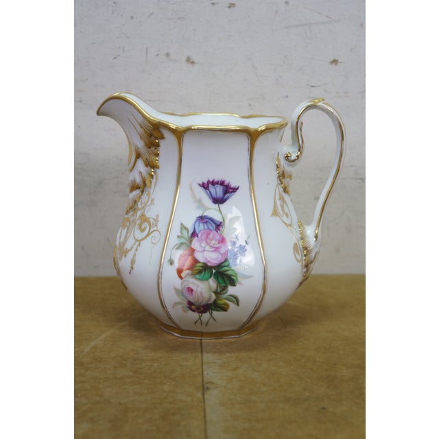 Antique 19th Century Porcelain Scrolled Gold Floral Acanthus Serving Pitcher Jug For Sale - Image 4 of 12